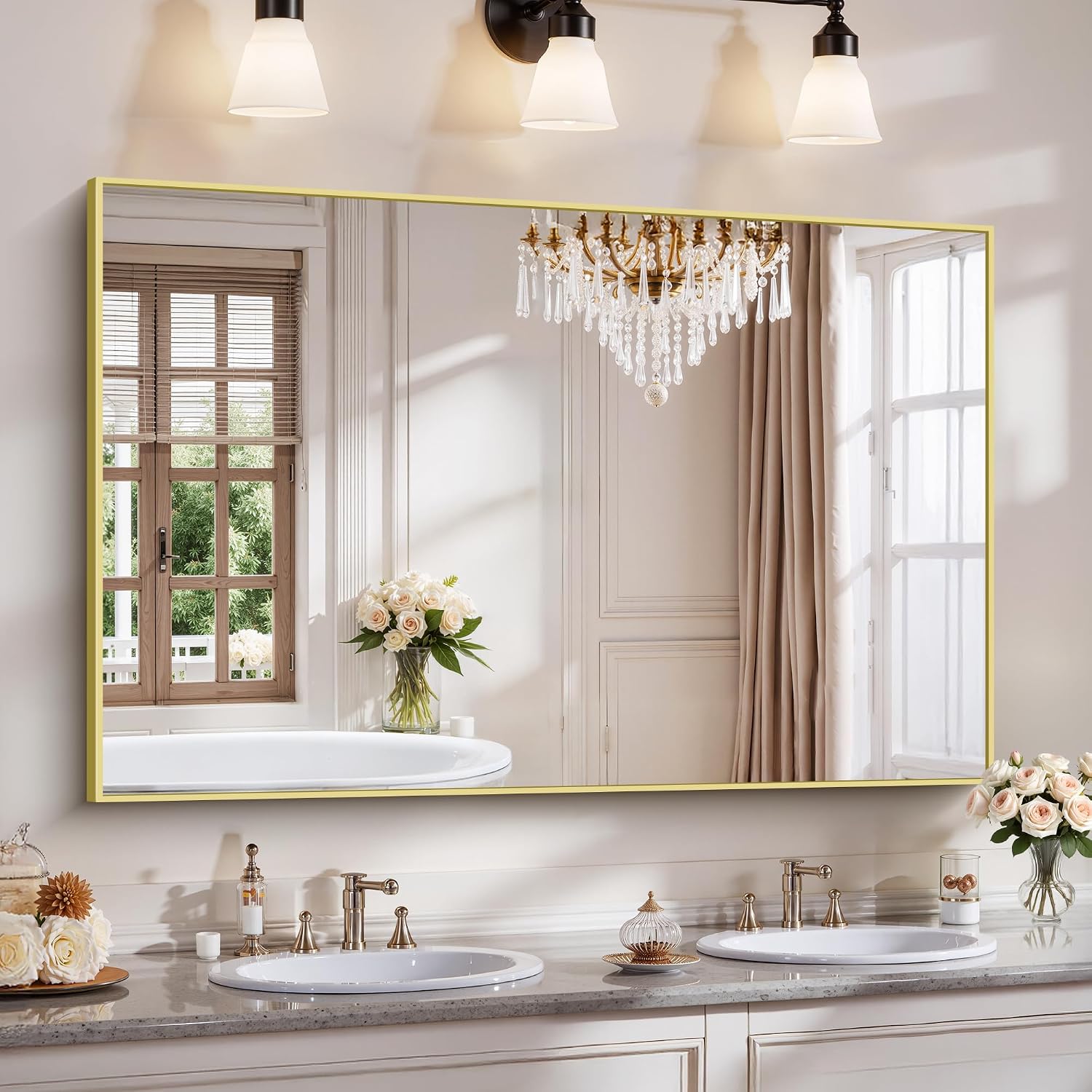 18x24 Inch Black Aluminum Frame Bathroom Mirror